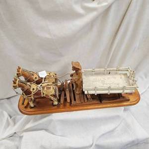 lot 89 image: 1952 Hand Carved Horses wHay Rack