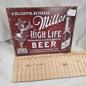 lot 100 image: 16x12 Miller High Life Metal Sign