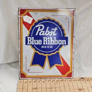 lot 104 image: 16x12 Pabst Blue Ribbon Metal Sign
