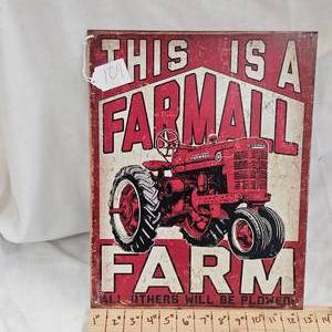 lot 109 image: 16x12 Farmall Farm Metal Sign