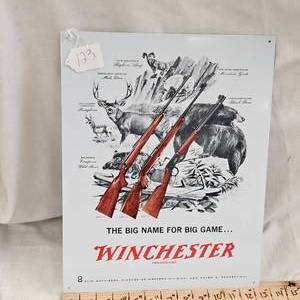lot 123 image: 16x12 Winchester Metal Sign