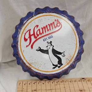 lot 129 image: 16x16 Round Metal Hamms Sign