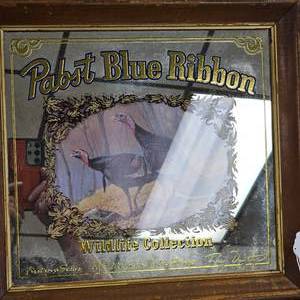 lot 141 image: 15x15 Pabst Blue Ribbon Mirrored Sign
