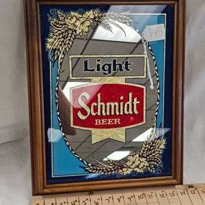 lot 145 image: 18x14 Schmidt Light Beer Sign Mirrored