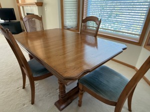 lot 20 image: Dinner Table with 4 Chairs & 2 Extensions