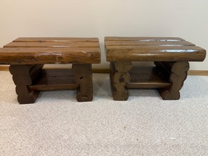 lot 42 image: Two Solid Log End TableBench