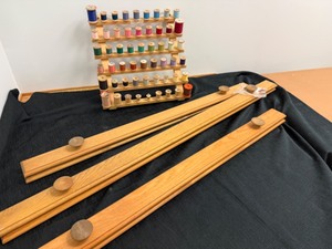 lot 64 image: Wall Quilt Racks & Wooden Spool Holder