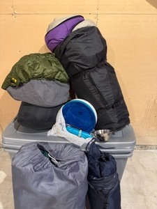 lot 130B image: Starter or Backyard Camping Equipment-2 Person Tent, Sleeping Bags, Sleeping Pads, Mess Kit