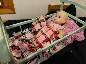 lot 130A image: Vintage Baby Bed & Baby