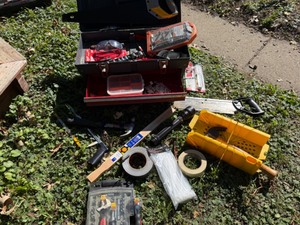 All Purpose Tool Box & Variety of Tools & Saws