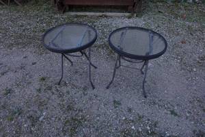 lot 1D image: 2 Outdoor Glass Top Side Tables