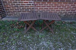 lot 1C image: 2 Outdoor Wooden Side Tables