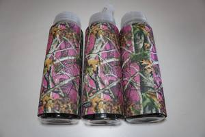 lot 401 image: 3 Plastic Water Bottles with Camo Coozies