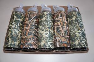 lot 402 image: 5 Plastic Water Bottles with Camo Coozies