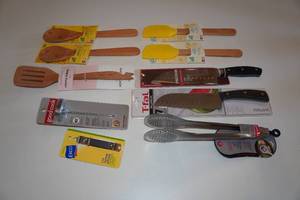 lot 488 image: Assorted Kitchen - Tongs, Can Opener, Knife