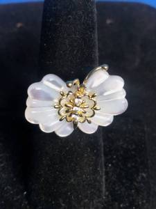 lot 16 image: Morgan & Paige 18K Yellow Gold Over Sterling Silver Butterfly Ring - Size 7