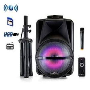 lot 20 image: beFree Sound 12-Inch Bluetooth Portable PA Party Speaker with Reactive LED Lights & Stand