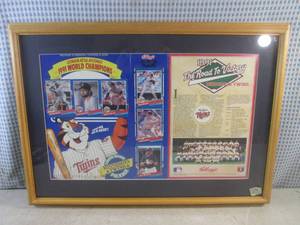 lot 72 image: (D-4) Framed Minnesota Twins 1991 W...