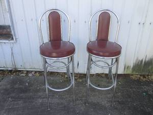 lot 136 image: (RMC) Pair of Vintage Metal Stools ...