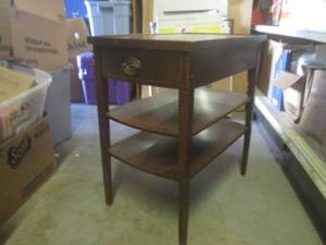 lot 137 image: (EW6) Vintage Mersman Wood End Tabl...