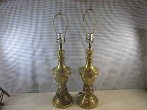 lot 203 image: (BS) 2 Brass Lamps...