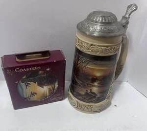lot 8 image: Terry Redlin Stein and Coasters