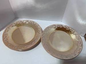 lot 68 image: Set of 14 Fire King Peach Lustre Laurel Leaf 9 Plates