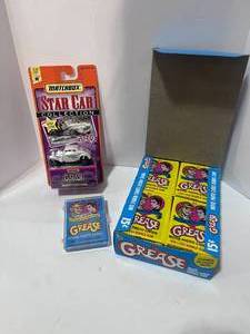lot 76 image: Grease Lightning Matchbox Car 1997, NOS Movie Photo Cards Bubble Gum