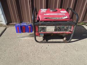 lot 107 image: All Power 2000 watt generator. Used condition. Tested & works. Needs new gas gauge in tank. As shown.