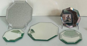 lot 215C image: BD - Set of 5 Partylite Octagon Beveled Mirror Candle Plates