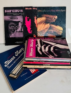 lot 216C image: BD - Collection of Harmonica Songbooks and Records Including Blues Harp and Instructional LP