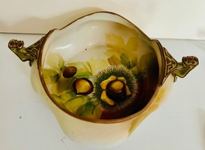 lot 220C image: BD - Antique Hand Painted Nippon Porcelain Dish with Raised Handles