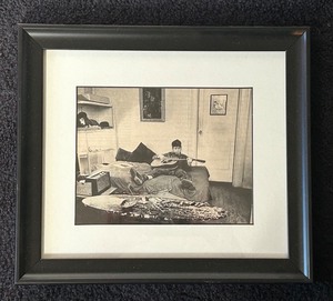 lot 247C image: BD - Framed Black and White Photo of Musician Playing Guitar and Harmonica