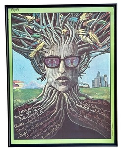 lot 23DD image: BD - 1968 Bob Dylan Eye Magazine Musical Roots and Branches Poster by Michael Foreman, Framed