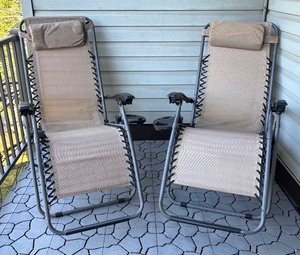 lot 51R image: BD - Pair of Adjustable Outdoor Lounge Chairs with Headrests