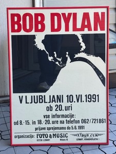lot 56D image: BD - Bob Dylan Ljubljana 1991 Framed Promotional Concert Poster