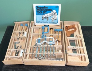 lot 76R image: AT - Popular Mechanics Childrens Tool Set in Wooden Case