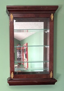 lot 80R image: AT - Glass Display Cabinet with Wood and Brass Accents