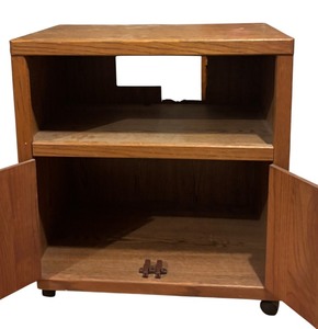 lot 121R image: AT - Vintage Wooden Media Cart Cabinet