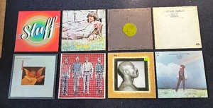 lot 138R image: AT - Collection of 8 Vintage Vinyl Record Albums Including James Taylor, Taj Mahal, Stuff and More