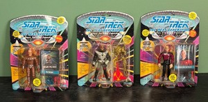 lot 146R image: AT - Set of 3 Star Trek The Next Generation Action Figures - Vorgan, Gowron, and Captain Picard