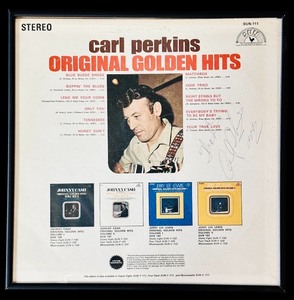 lot 74HH image: BD - Framed Carl Perkins Original Golden Hits Signed Album Cover