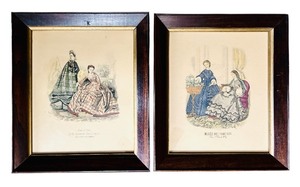 lot 306H image: BD - Pair of Framed Antique French Fashion Prints
