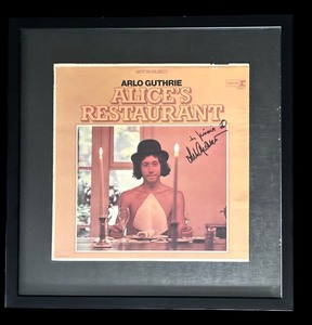 lot 311H image: BD - Arlo Guthrie Signed Alices Restaurant Album Cover in 18x17.75 Framed Display
