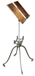 lot 339H image: BD  - Vintage Adjustable Music Stand with Wood Panels