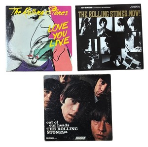 lot 68P image: RB - Set of 3 Rolling Stones Vinyl Records - Love You Live, The Rolling Stones Now and Out of Our Heads