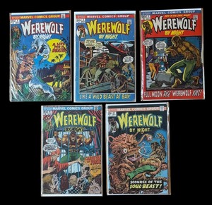 lot 219P image: CB - Set of 5 Marvel Werewolf by Night Comic Books Assorted Issues