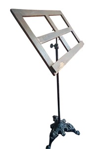 lot 295C image: AT - Vintage Adjustable Wood and Cast Iron Music Stand Osman Temple Band