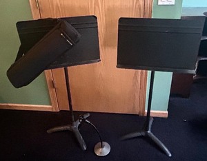 lot 260C image: AT - Pair of Metal Manhasset Music Stands with Portable Stand and Microphone Holder