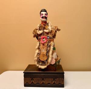 lot 39 image: Chinese Carved Puppet on Wooden Base